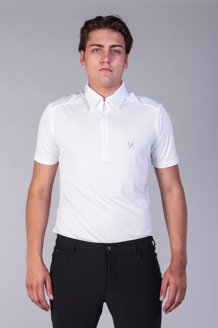 Men's short-sleeved polo shirt with zip